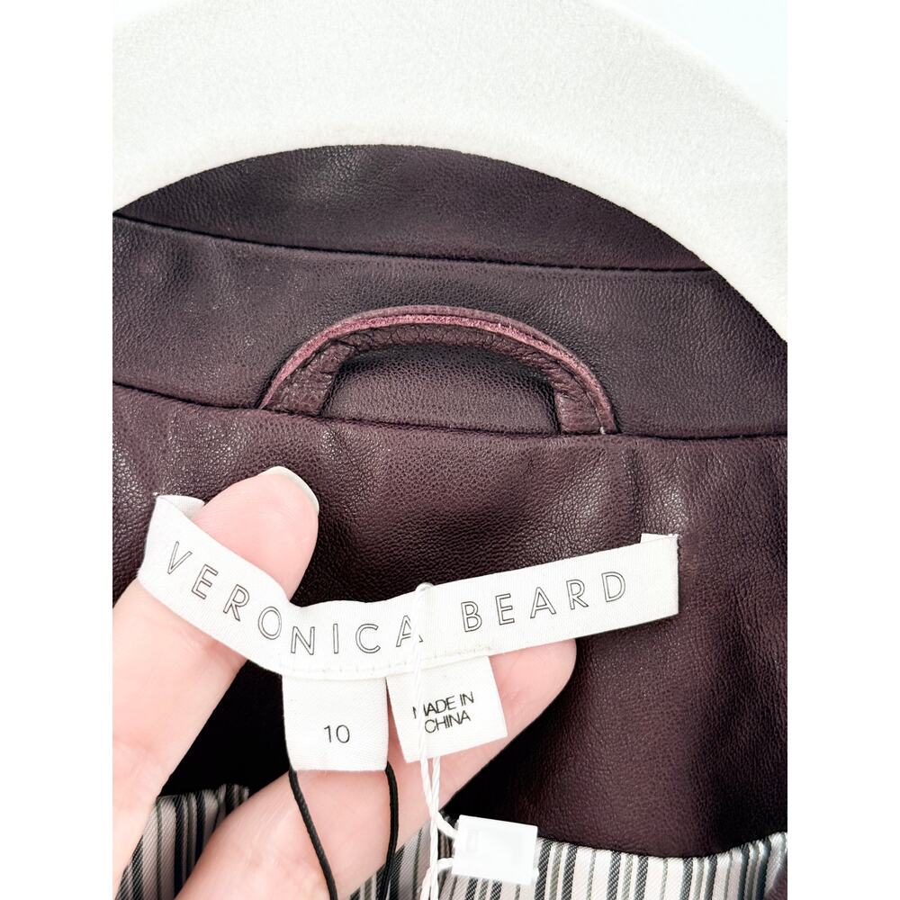 NWT Veronica Beard Gail Dickey Double-Breasted Leather Jacket Oxblood Women's 10 - Picture 5 of 9